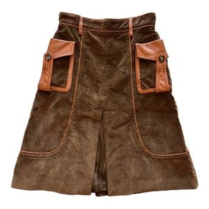 Prada Leather trim corduroy skirt Size IT40